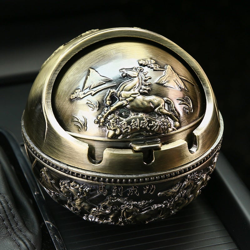 European-Style Ashtray For Home Living Room Metal Creative Personality Office Anti-Fly Ash With Lid Ornament Large Size - Image 5